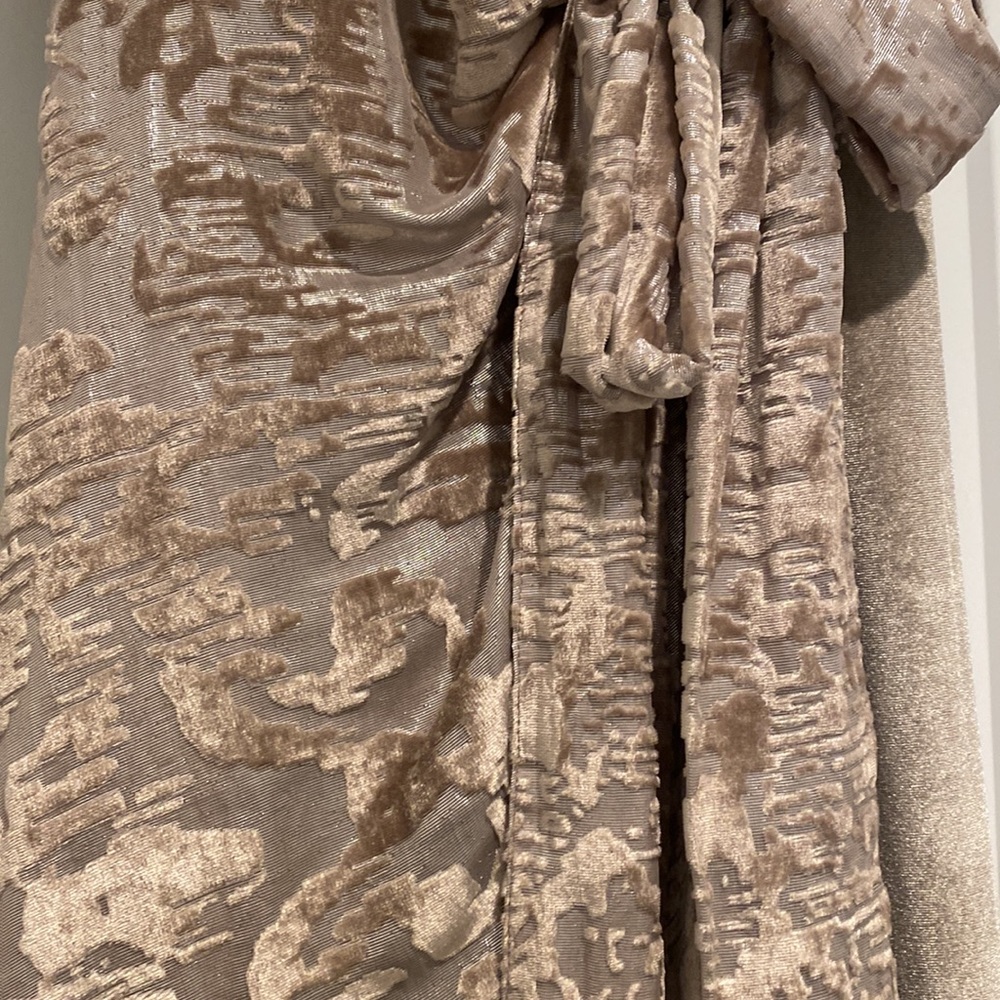 Self-Portrait Gold Velvet Devore Asymmetrical Wrap Dress - Size 4 - Picture 5 of 9